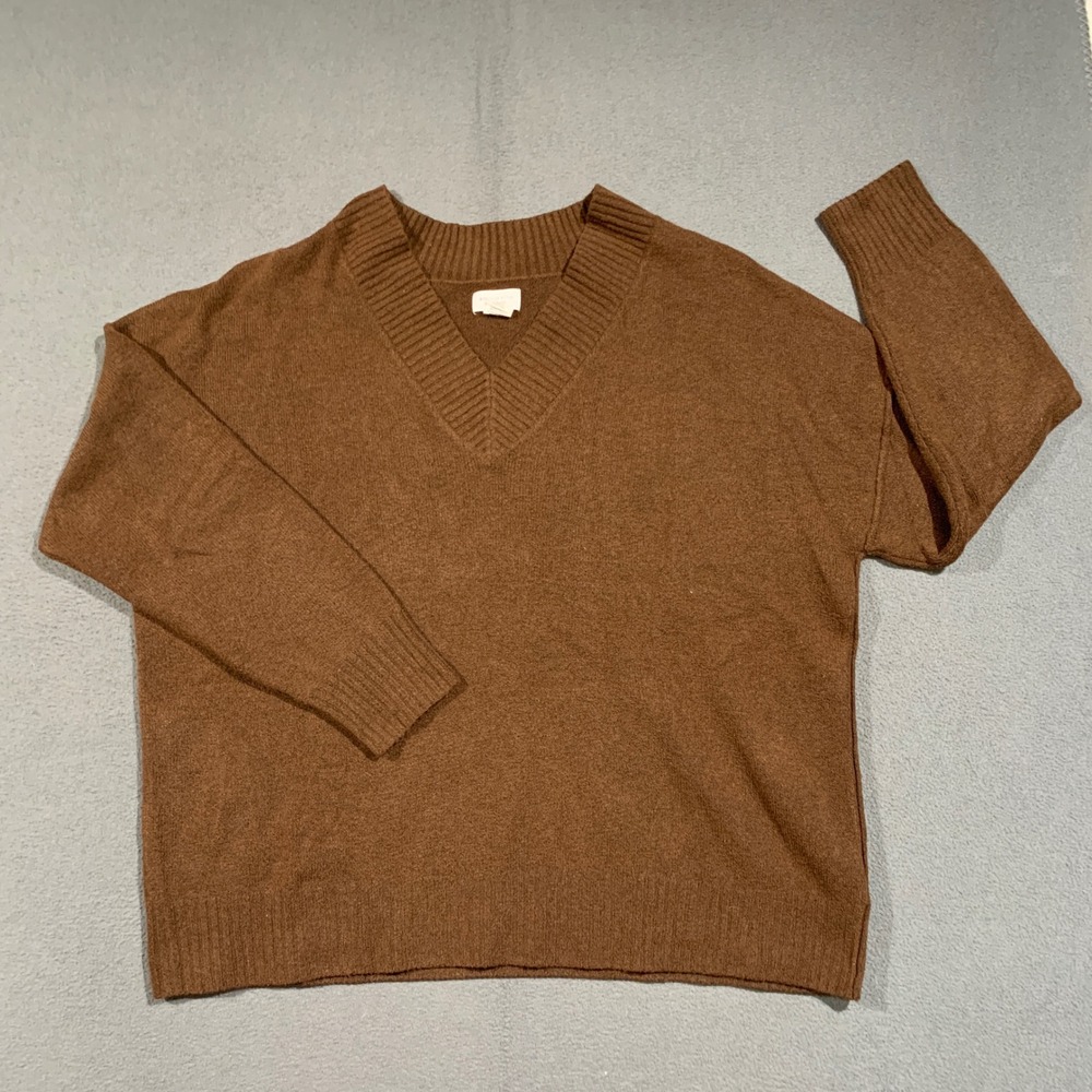 Song of Style V-Neck Sweater Women XL Oversized Knit Pullover Chocolate Brown